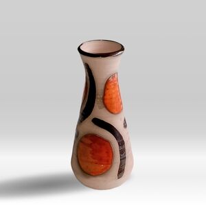 Vase Décoratif Fait À La Main Avec Email Orange Et Bourgogne Signe Martha